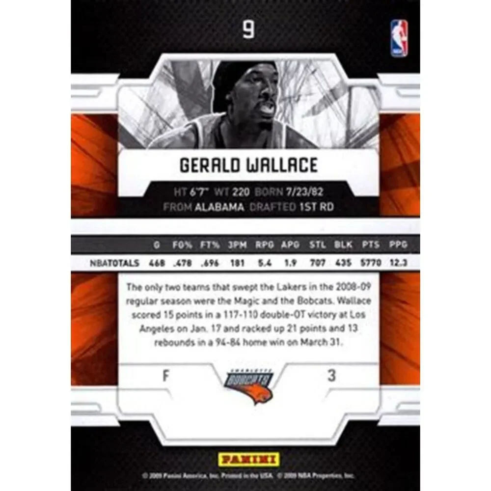 2009 Donruss Elite Basketball Card - #9 Gerald Wallace